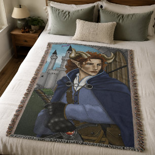 Faun Horned Fae Fantasy Throw Blanket