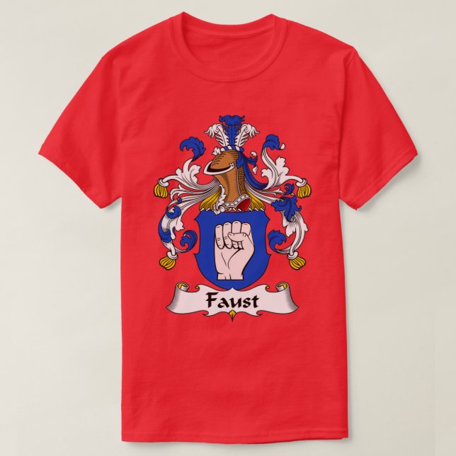 Faust Coat of Arms Family Crest  T-Shirt (Design Front)