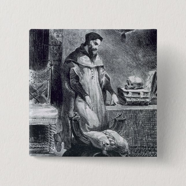 Faust in his Study, from Goethe's Faust, 1828, (il 15 Cm Square Badge (Front)