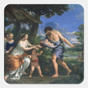 Faustulus entrusting Romulus and Remus Square Sticker