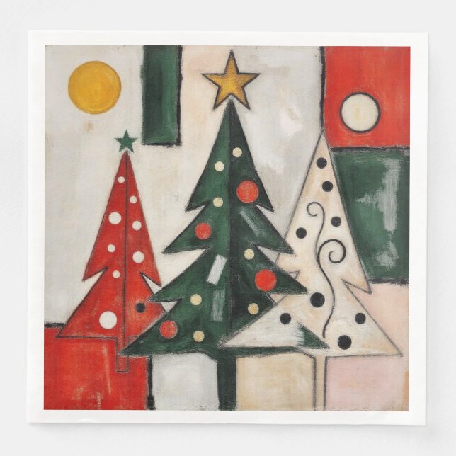 Fauvism Christmas Trees Napkin (Front)