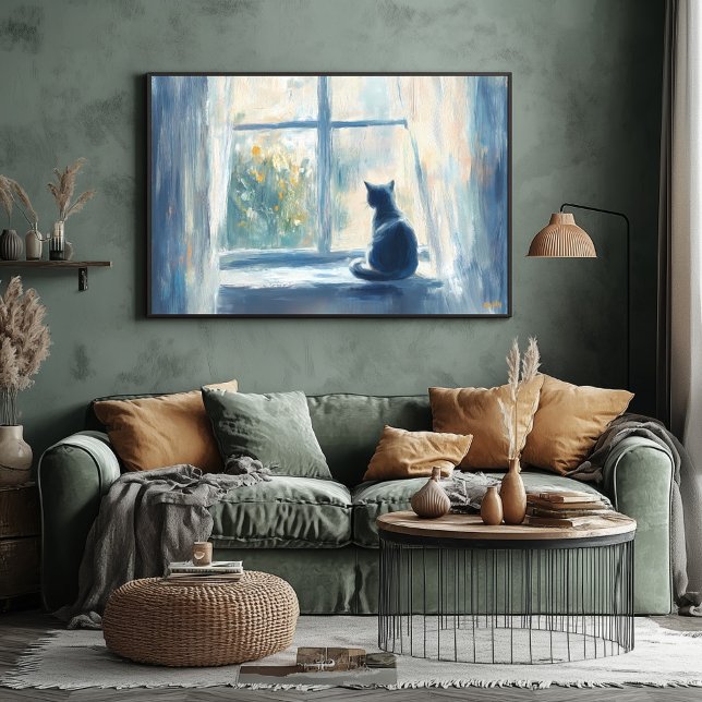 Fauvist Cat in Sunlit Window – Customisable Serene Poster (Creator Uploaded)