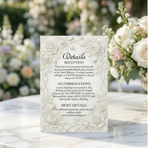 Faux 3D Embossed Effect Ivory Floral Border Enclosure Card