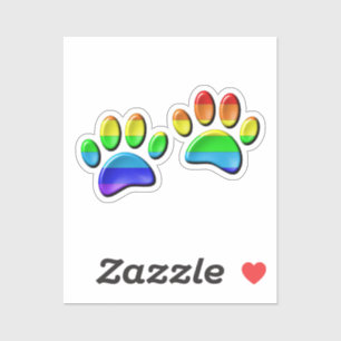 Faux 3D Rainbow Dog Paw Prints