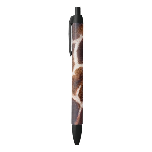 Faux African Giraffe Hair on Black Writing Pen (Top (Vertical))