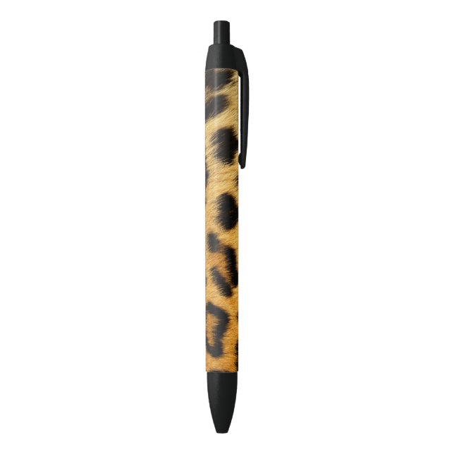 Faux African Leopard Fur on Black Writing Pen (Bottom (Vertical))