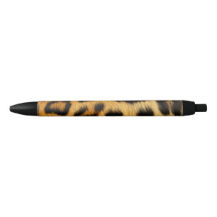 Faux African Leopard Fur on Black Writing Pen