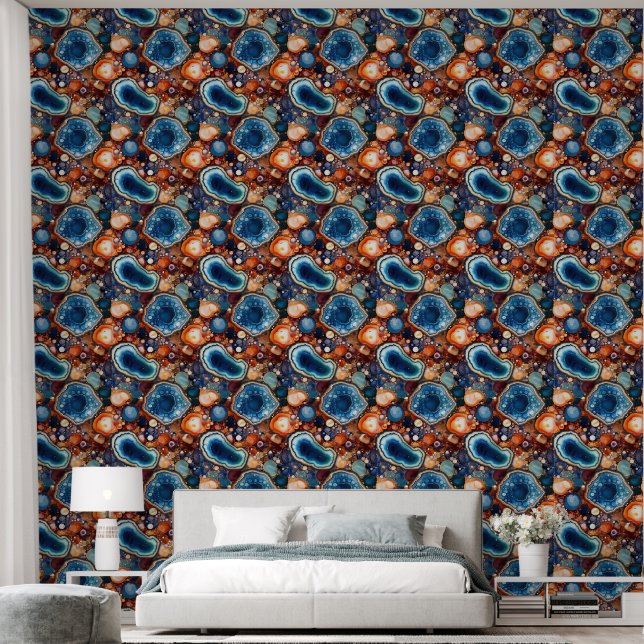 Faux agate tiled pattern  wallpaper (Bedroom)
