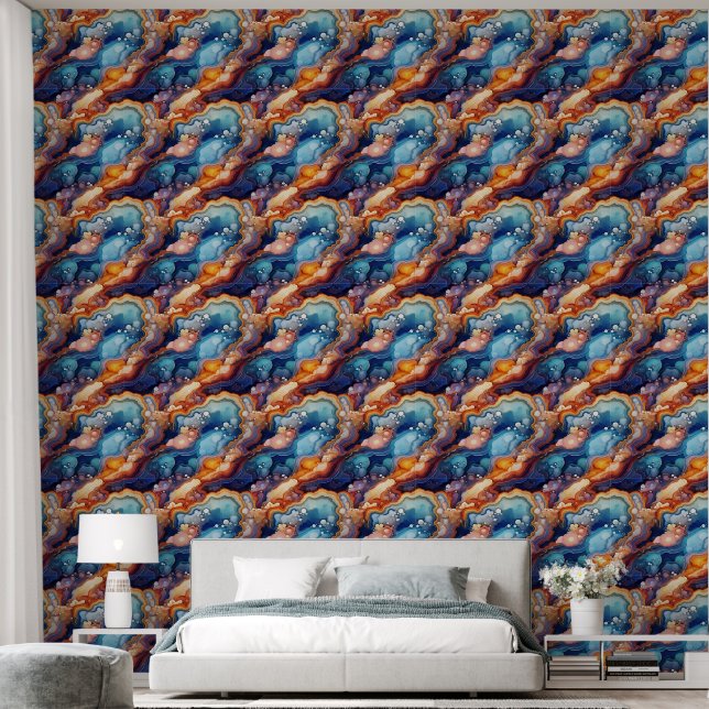 Faux agate tiled pattern  wallpaper (Bedroom)