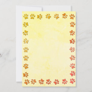 Faux Aged Paper Texture Paw Prints Base For Invitation