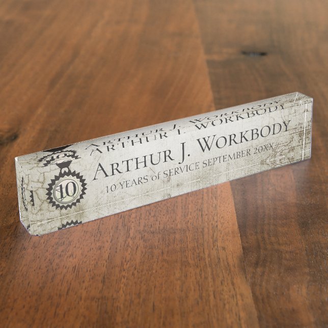 Faux aged stone employee anniversary gifts nameplate (Side)