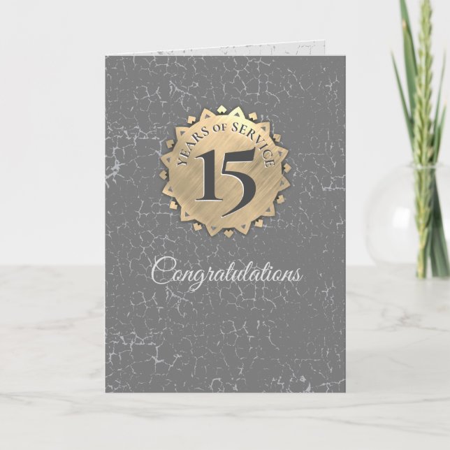 Faux aged stone gold employee anniversary card (Front)