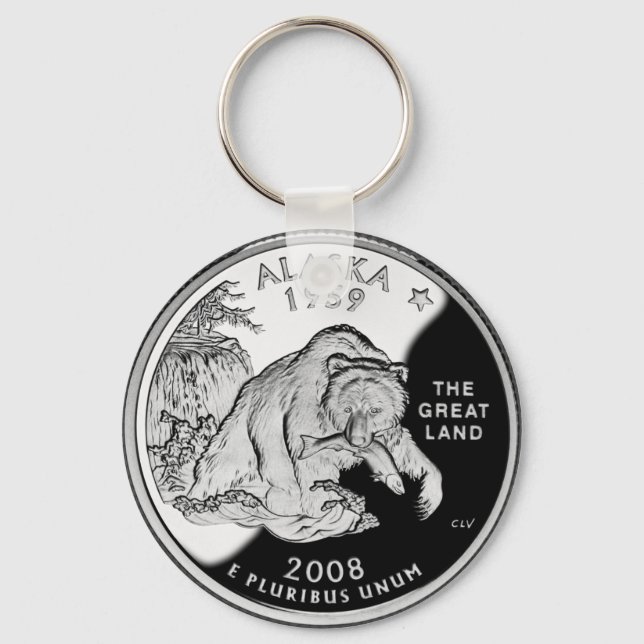 Faux Alaska State Quarter The Great Land Grizzly Key Ring (Front)