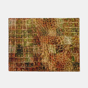 Faux Alligator Animal Skin Leather Red Brown Doormat