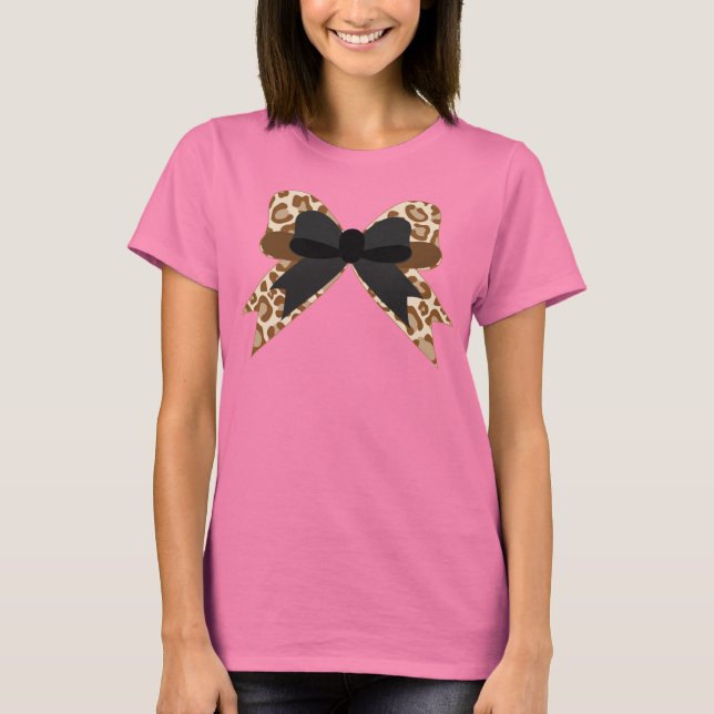Faux Animal Print Bow T-Shirt (Front)