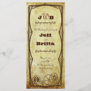 Faux Antique Gold Victorian Steampunk Wedding Programme