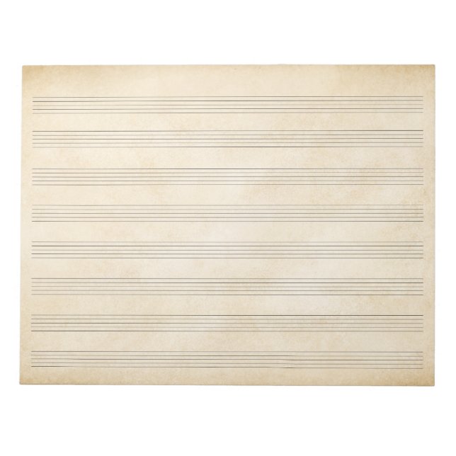 Faux Antique Music Manuscript Paper Stationary Notepad (Front)