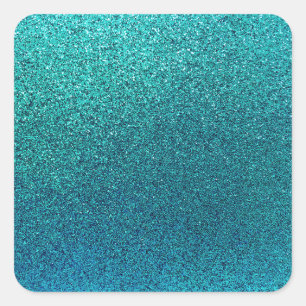 Faux Aqua Teal Turquoise Blue Glitter Background Square Sticker