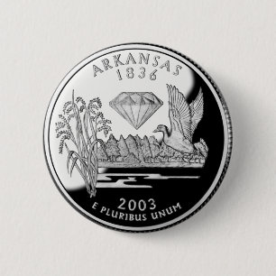 Faux Arkansas State Quarter Crater of Diamonds 6 Cm Round Badge
