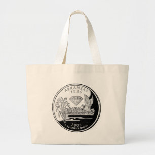 Faux Arkansas State Quarter Crater of Diamonds Large Tote Bag