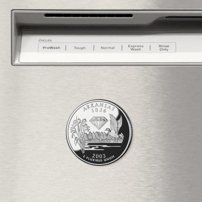 Faux Arkansas State Quarter Crater of Diamonds Magnet (In Situ (Dishwasher))