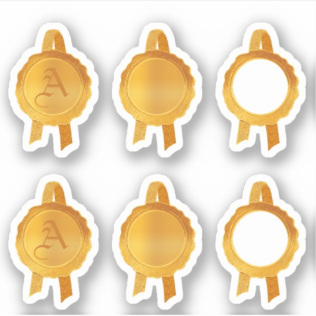 Faux Award/Certificate Seal Ribbons (Gold Assort) (Front)