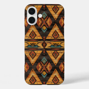 Faux Aztec wood grain iPhone 16 Plus Case