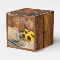 Faux Barn Wood, Sunflowers, Cowboy Hat Wedding