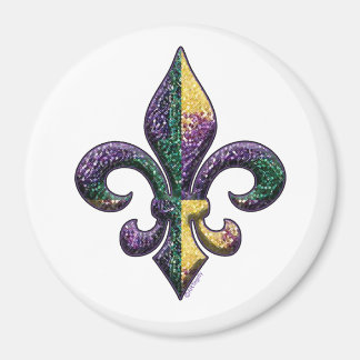 Faux Beaded Fleur de lis Magnet