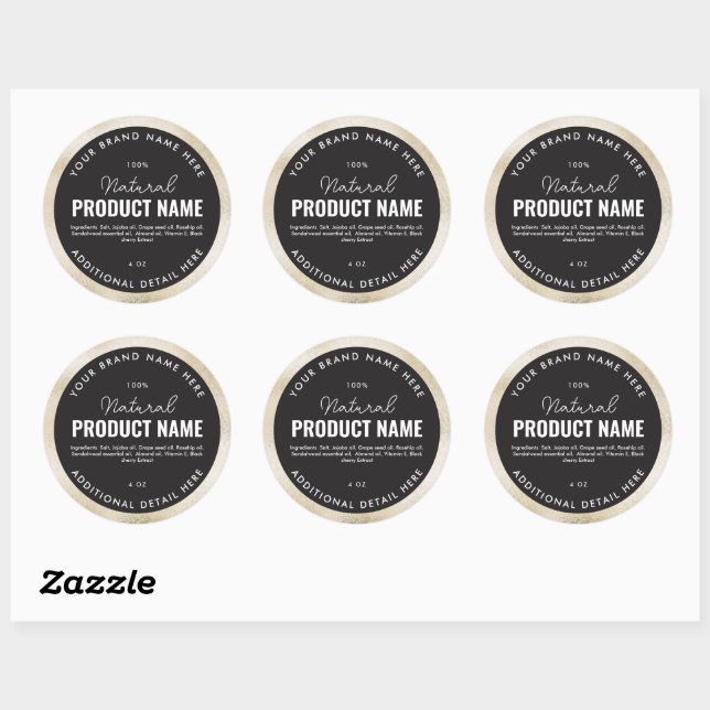 Faux Beige Foil Product Round Label (Sheet)