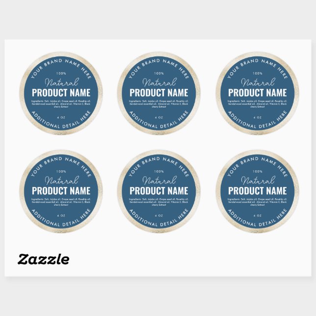 Faux Beige Foil Product Round Label (Sheet)