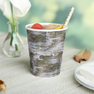 Faux Birch Tree Bark Texture Look Pattern Paper Cu Cups