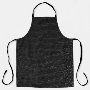 Faux Black Alligator Crocodile Leather Print Apron