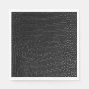 Faux Black Alligator Crocodile Leather Print Napkin