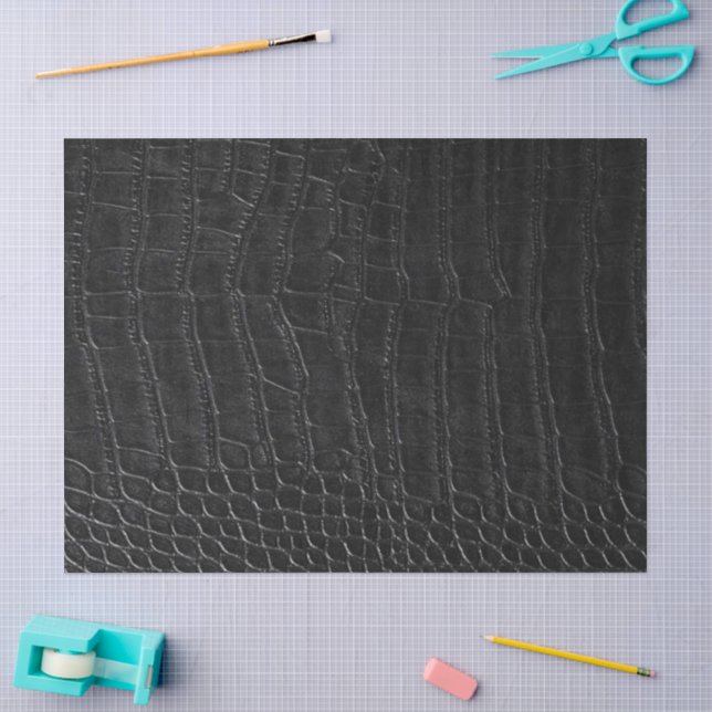 Faux Black Alligator Crocodile Leather Print Tissue Paper (Craft)