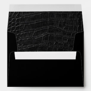 Faux Black Alligator Crocodile Leather Skin Envelope