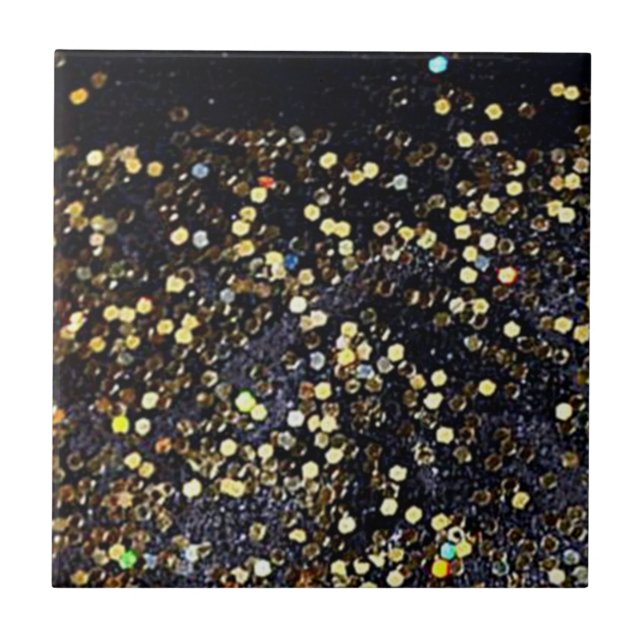 Faux Black and Gold Sequenced Tile (Front)