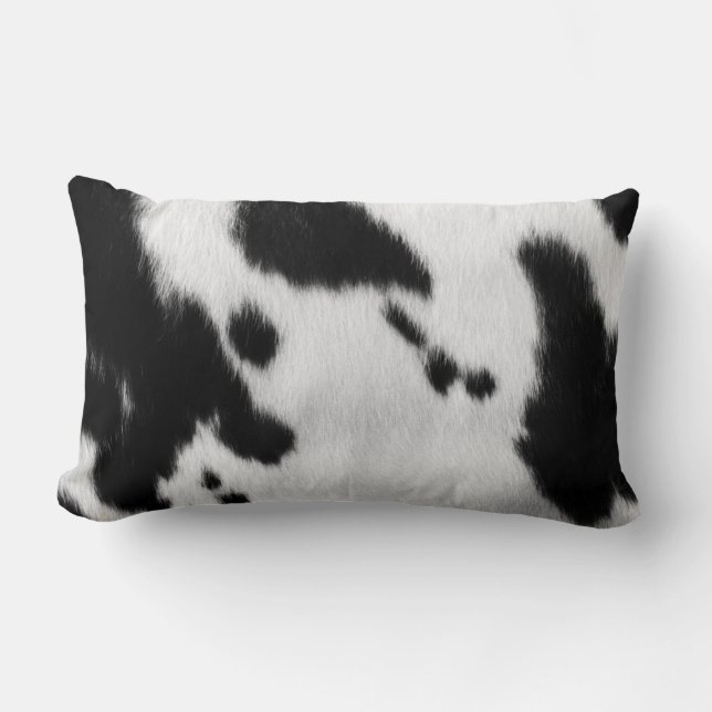 Faux Black and White Cow Hide. Lumbar Cushion (Front)