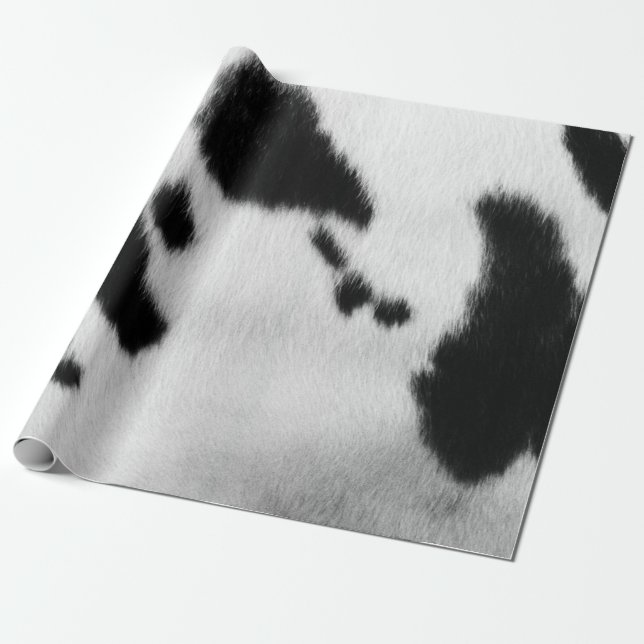 Faux Black and White Cow Hide. Wrapping Paper (Unrolled)