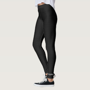 Faux Black Burlap Custom Yoga Leggings with Name