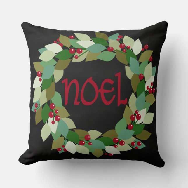 Faux Black Chalkboard | Noel Wreath Cushion (Front)