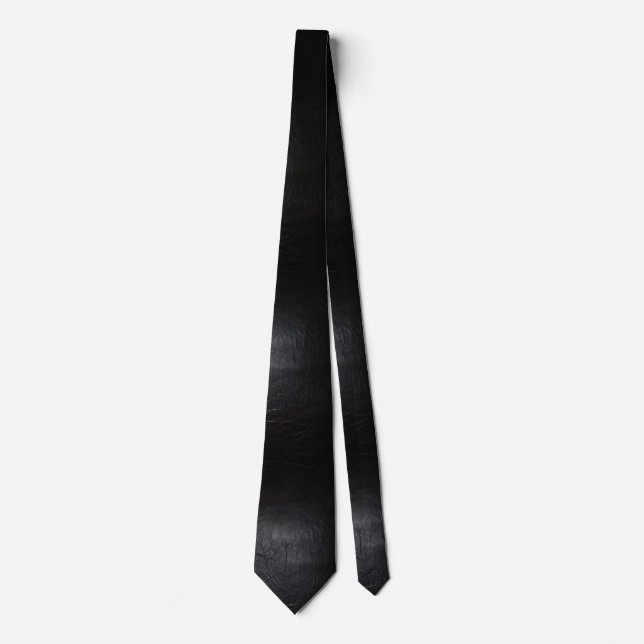 Faux Black Distressed Leather Tie (Front)