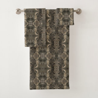 Faux Black Grey Beige Marble Bath Towel Set