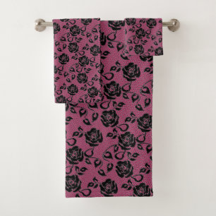 Faux Black Lace Fishnet Bath Towels - Choose Colou