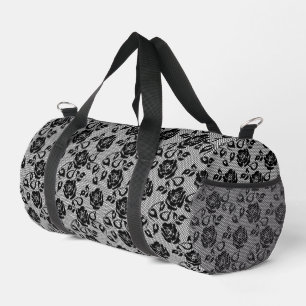 Faux Black Lace Fishnet Duffle Bag