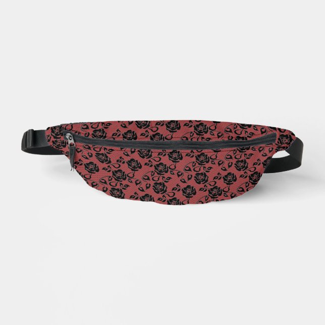 Faux Black Lace Fishnet Fanny Pack - Custom Colour (Front)