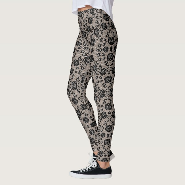 Faux Black Lace Fishnet Leggings (Left)