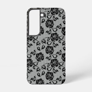 Faux Black Lace Fishnet with Roses Samsung Galaxy Case