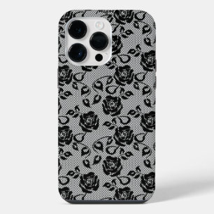 Faux Black Lace Rose Fishnet iPhone Case