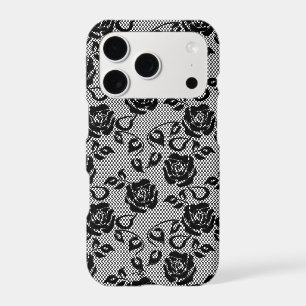 Faux Black Lace Rose Fishnet iPhone Case